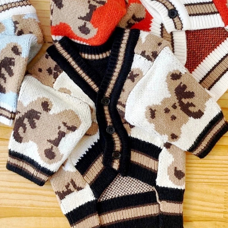 Striped Dog Sweater – Warm Knit Cardigan for Small Breeds