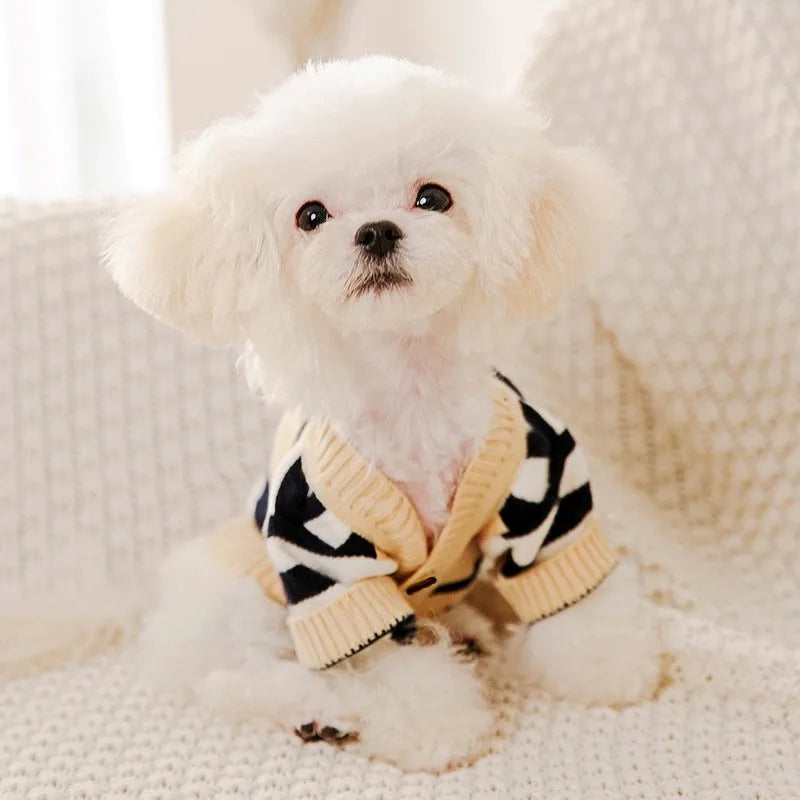 Striped Dog Sweater – Warm Knit Cardigan for Small Breeds